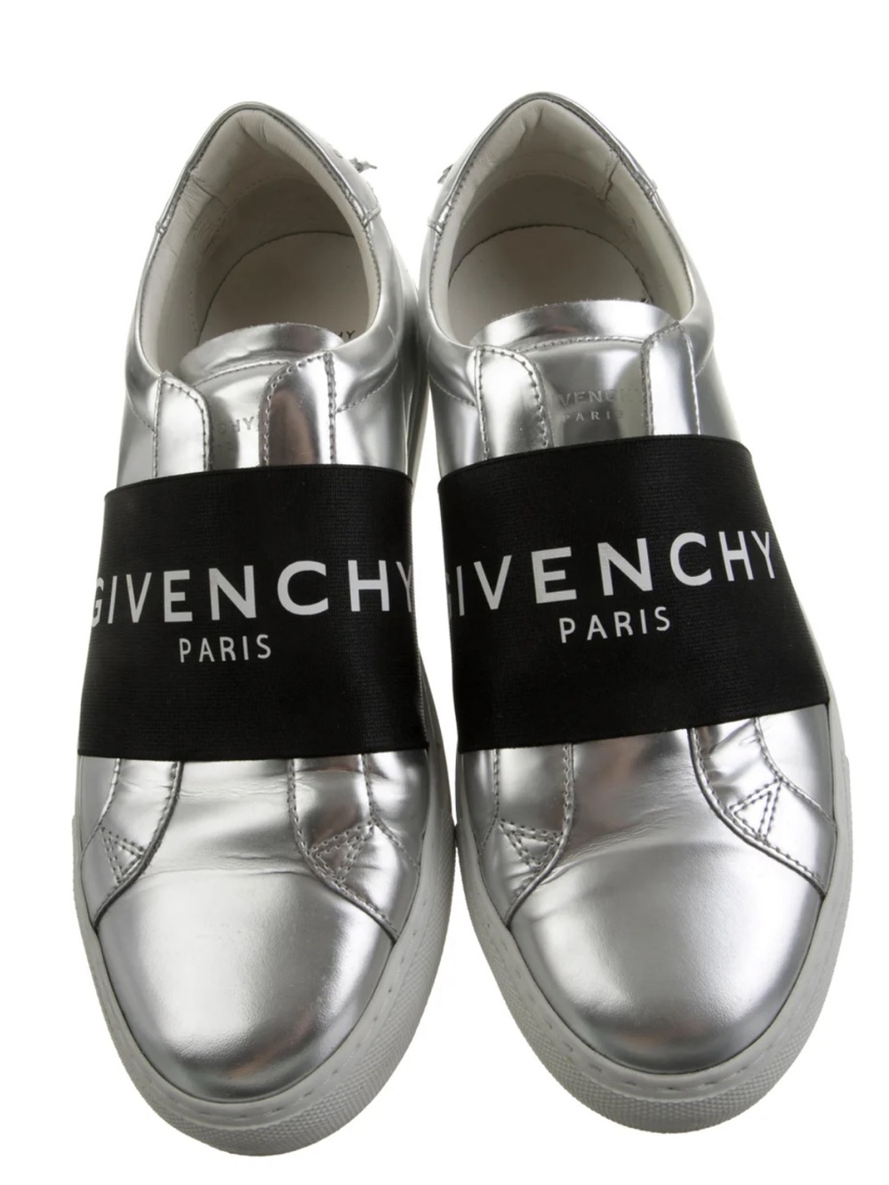 Givenchy Silver Sneakers with Black Logo Band